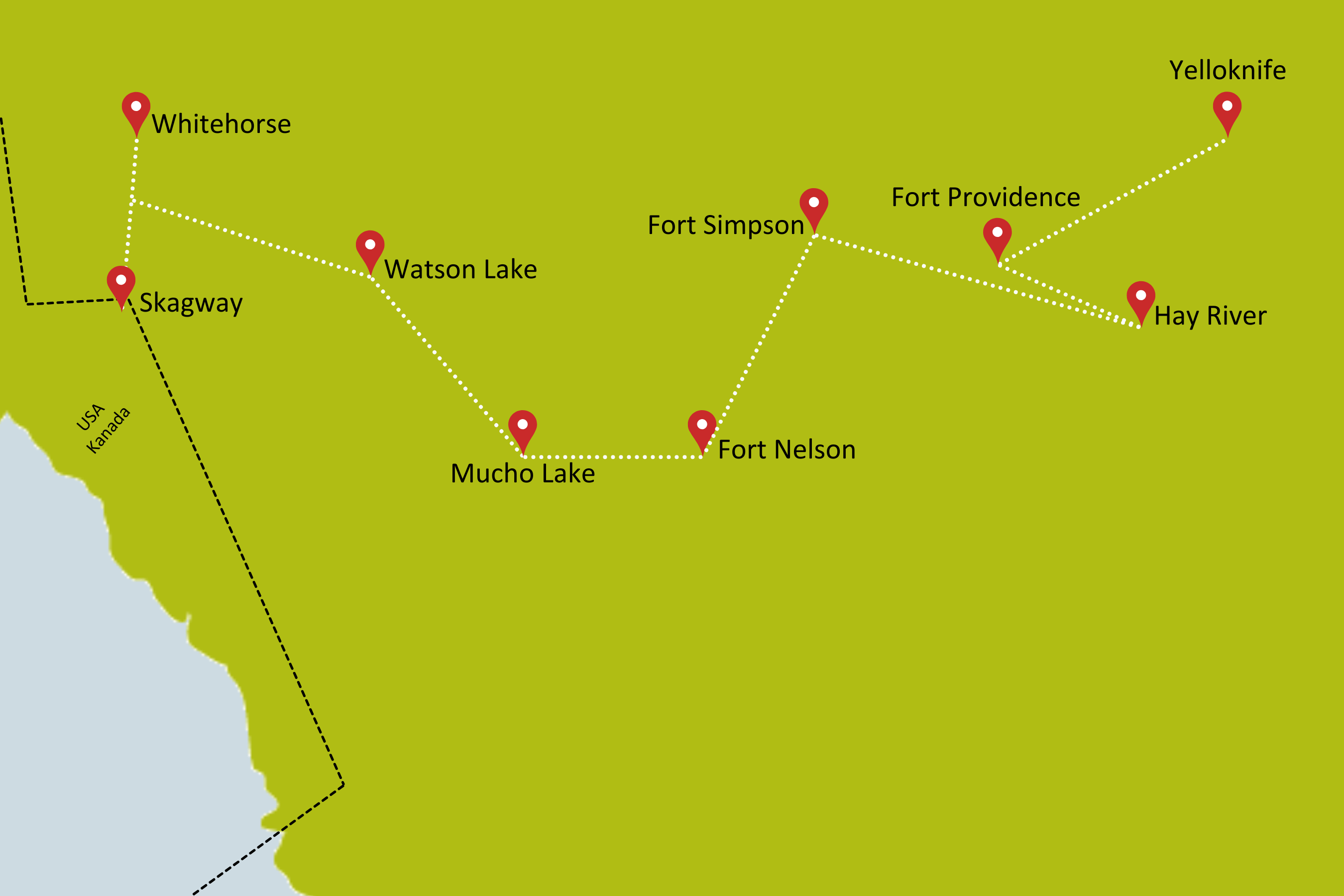 Karte zur Kleingruppenreise Discover Yukon und Northwest Territories