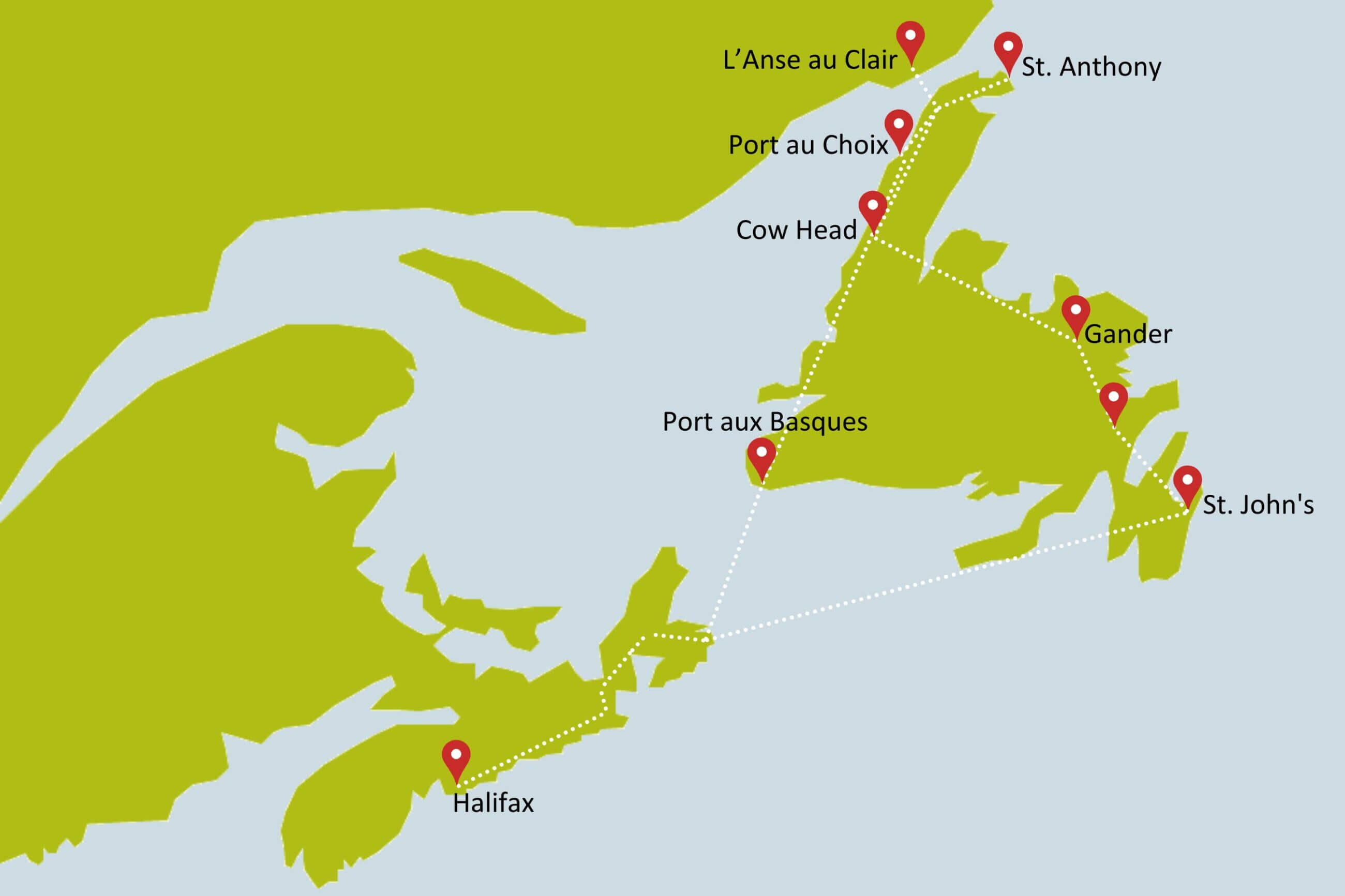 Karte zur Gruppenreise Circle Newfoundland und Labrador