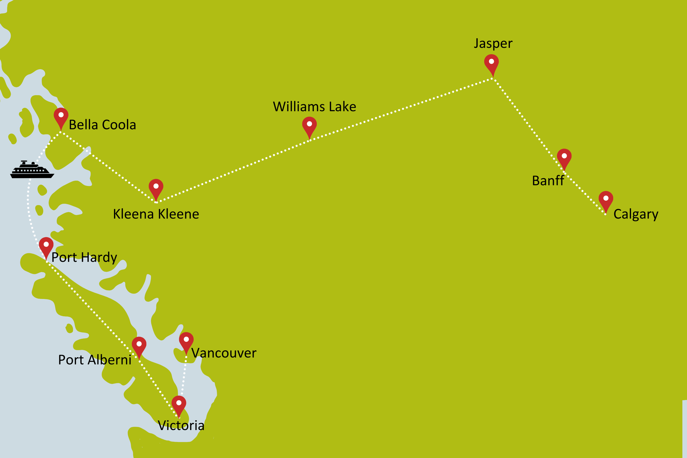 Karte zur Gruppenreise Kanadas Discovery Coast